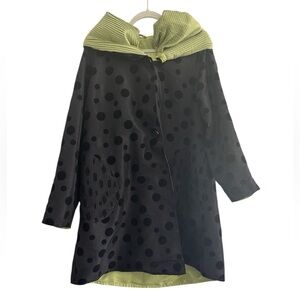 Ubu Vintage Parisian Jacket Velvet Dot Black/Green Reversible Travel Jacket Sz S